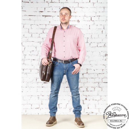 Кожаная мужская сумка-рюкзак "Генри" (коричневый эксклюзив)